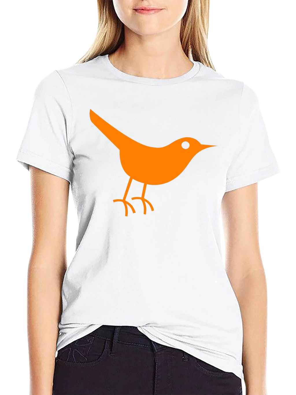 Orange Bird Graphic Black T-Shirt