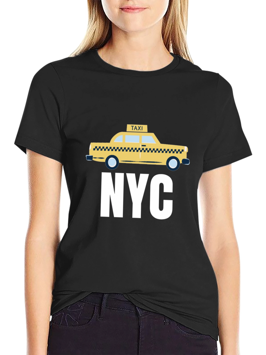 NYC Taxi Graphic Tee - Black Cotton T-Shirt