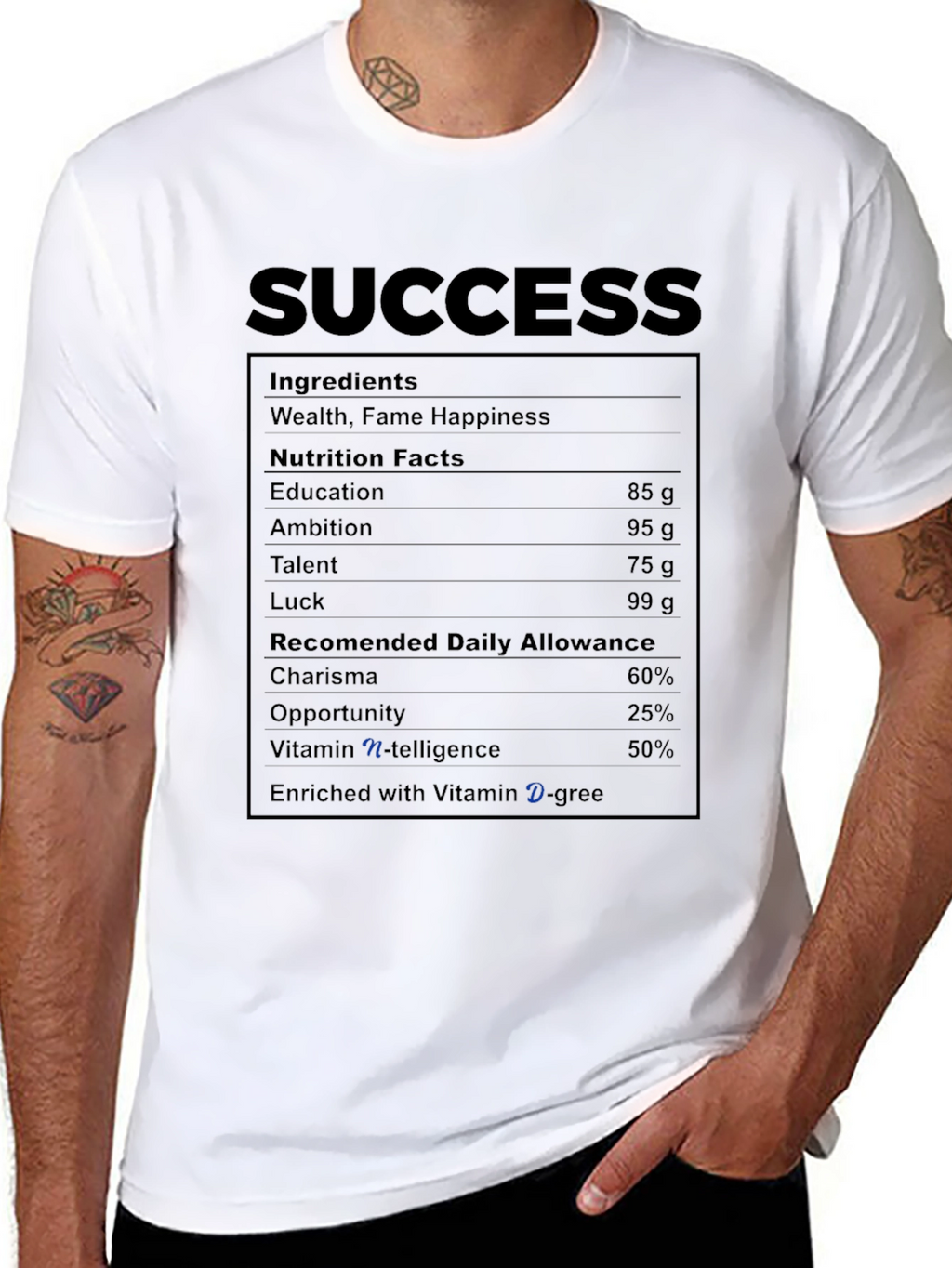Success Nutrition Facts T-Shirt - Ingredients for Achievement