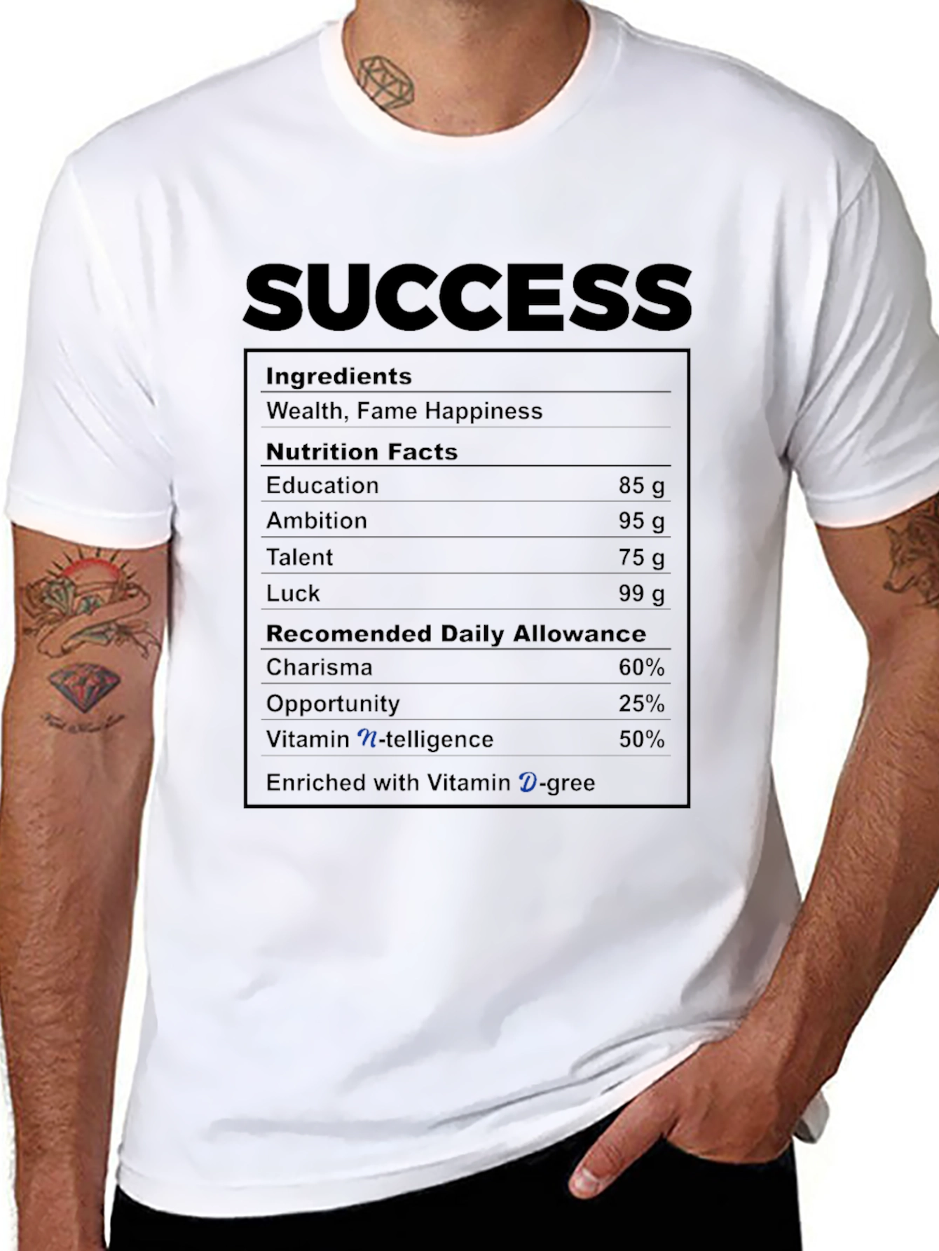 Success Nutrition Facts T-Shirt - Ingredients for Achievement