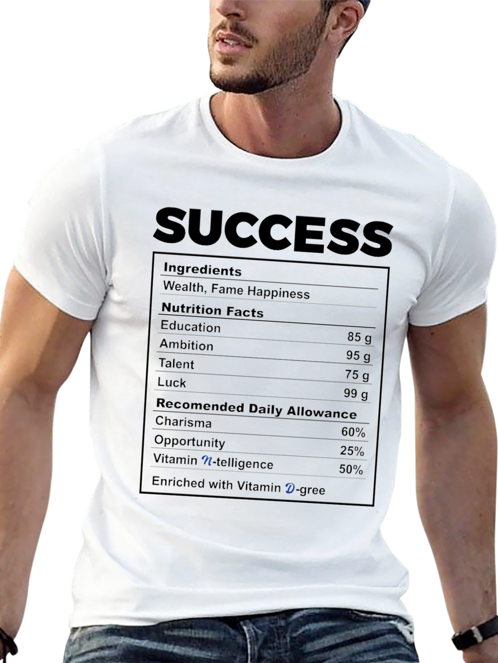 Success Nutrition Facts T-Shirt - Ingredients for Achievement