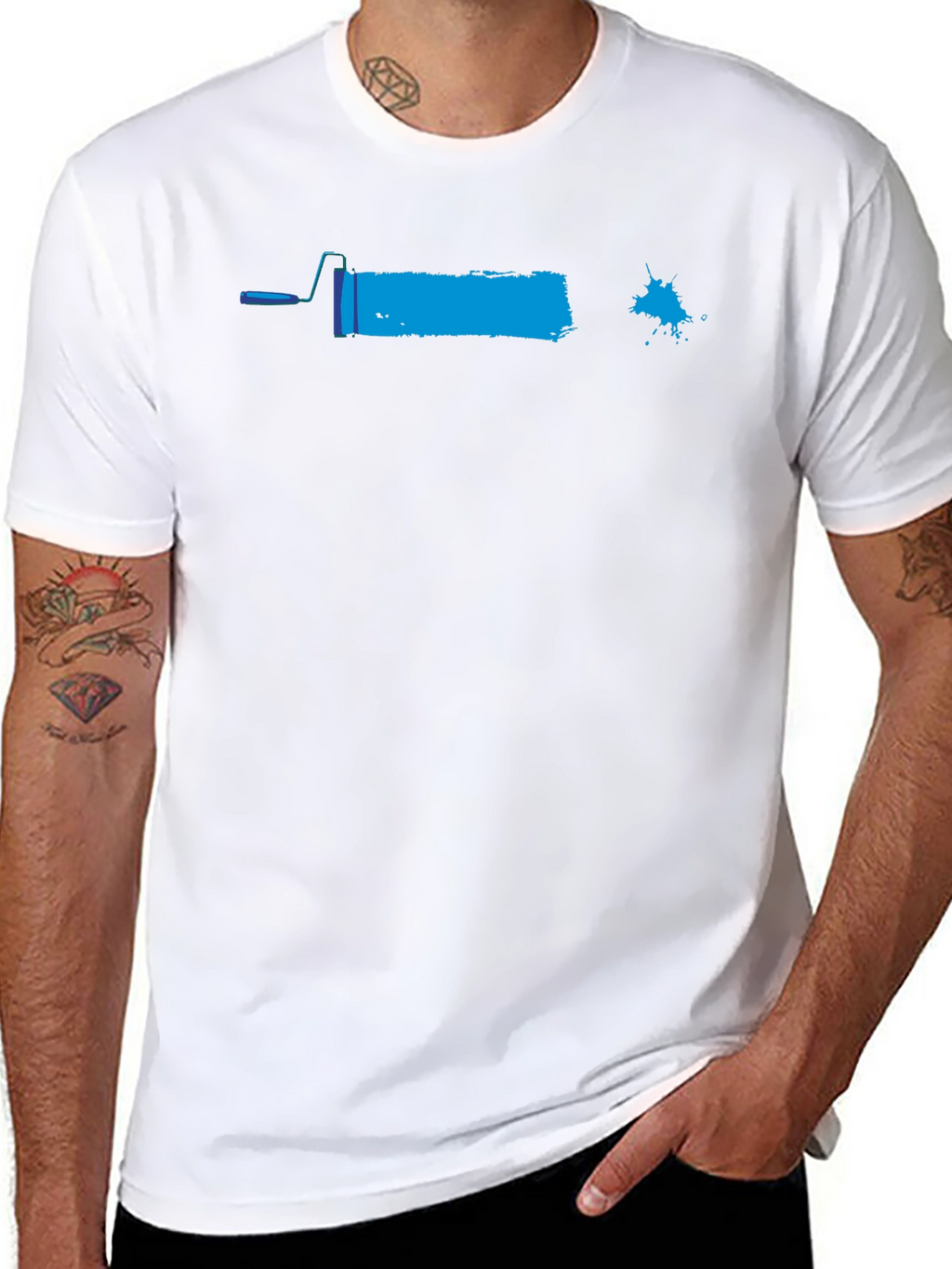 Paint Roller Graphic Tee - Black Cotton Casual Shirt