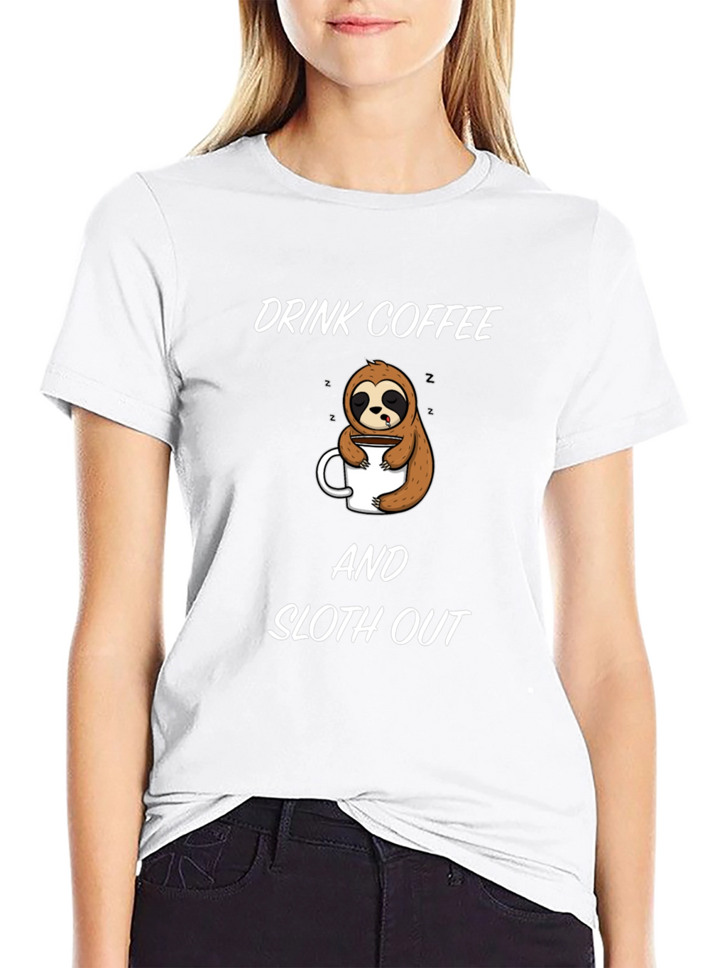 Drink Coffee and Sloth Out Black T-Shirt