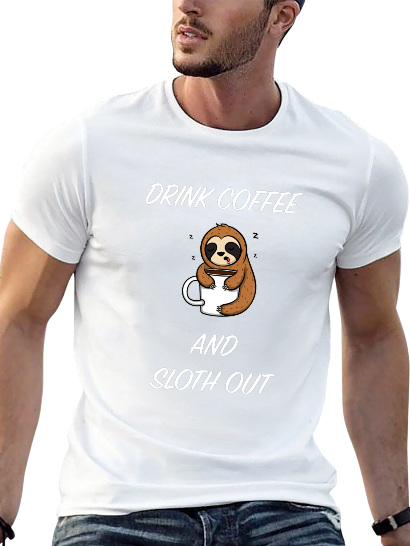 Drink Coffee and Sloth Out Black T-Shirt