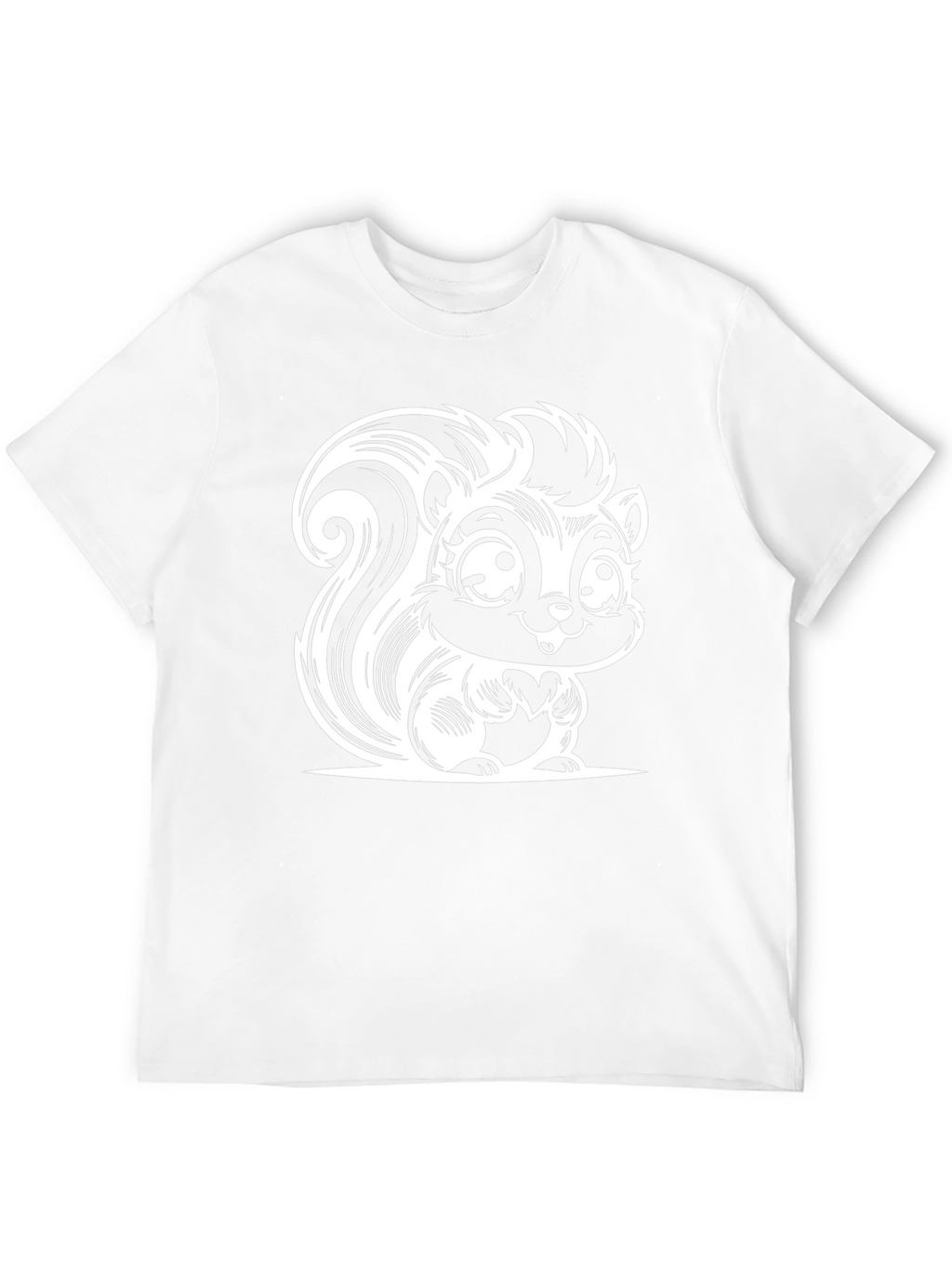 Cartoon Skunk Graphic Tee - Black Cotton T-Shirt