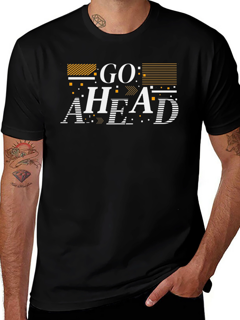 Go Ahead Graphic Print Black T-Shirt