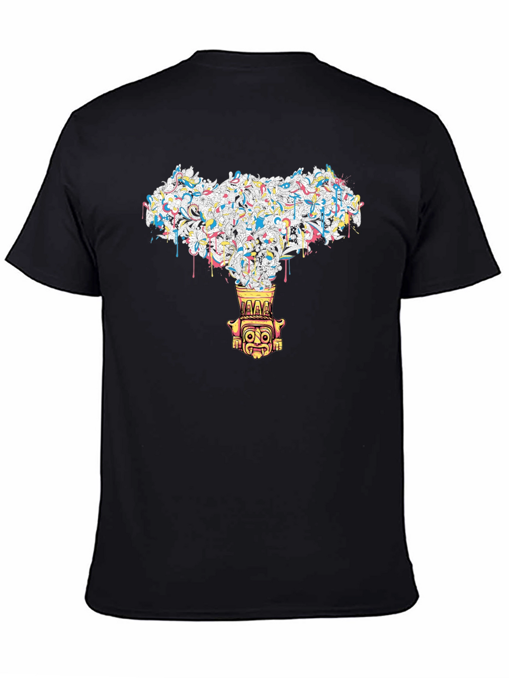 Abstract Tiki Graphic Black Tee