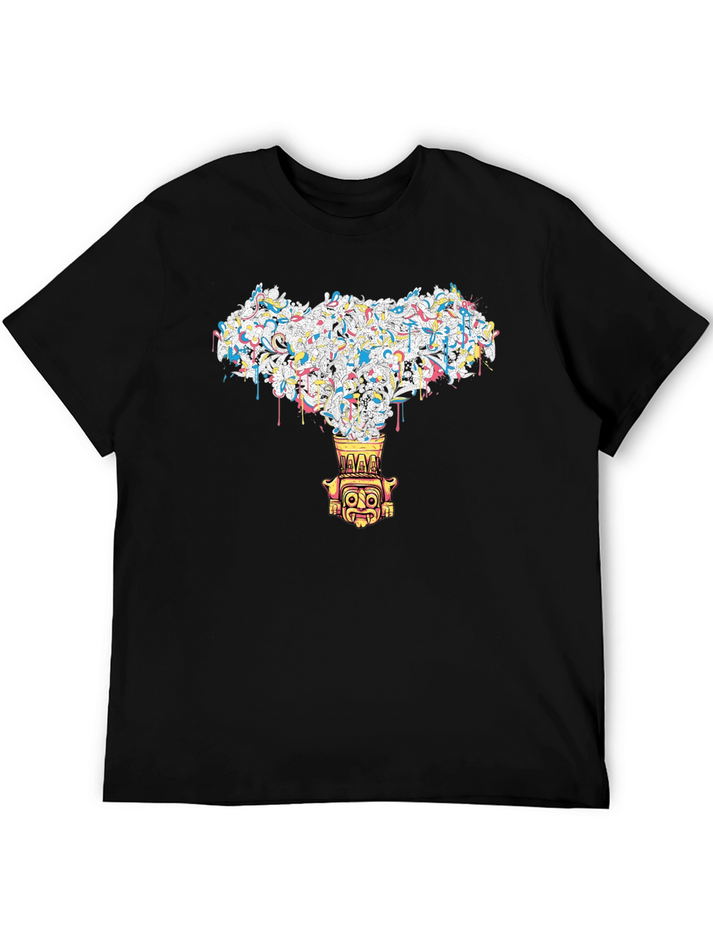 Abstract Tiki Graphic Black Tee
