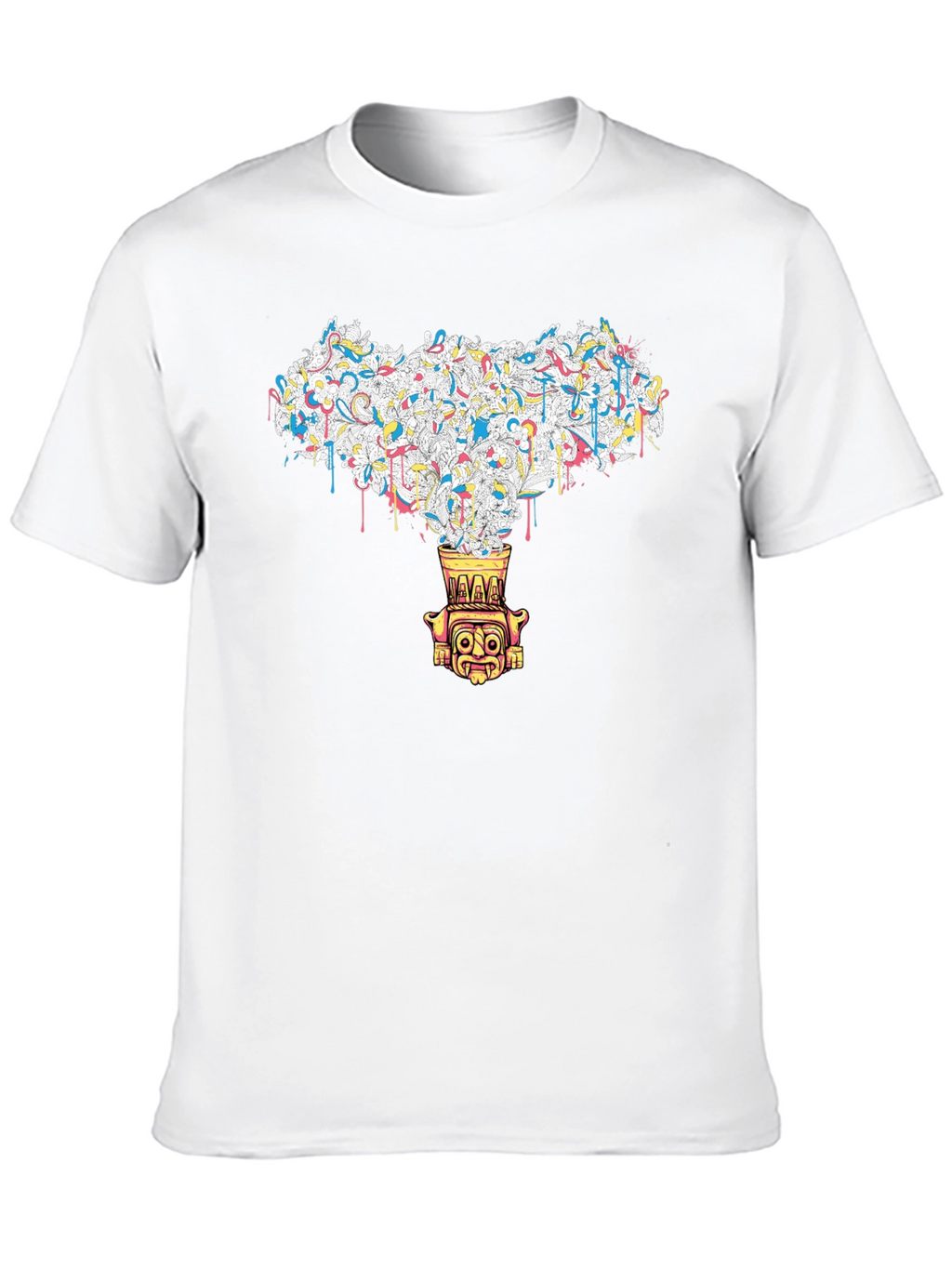 Abstract Tiki Graphic Black Tee