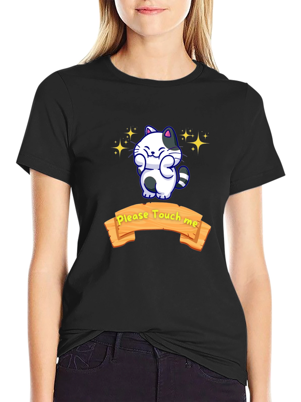 Cute Cat Graphic T-Shirt - Please Touch Me