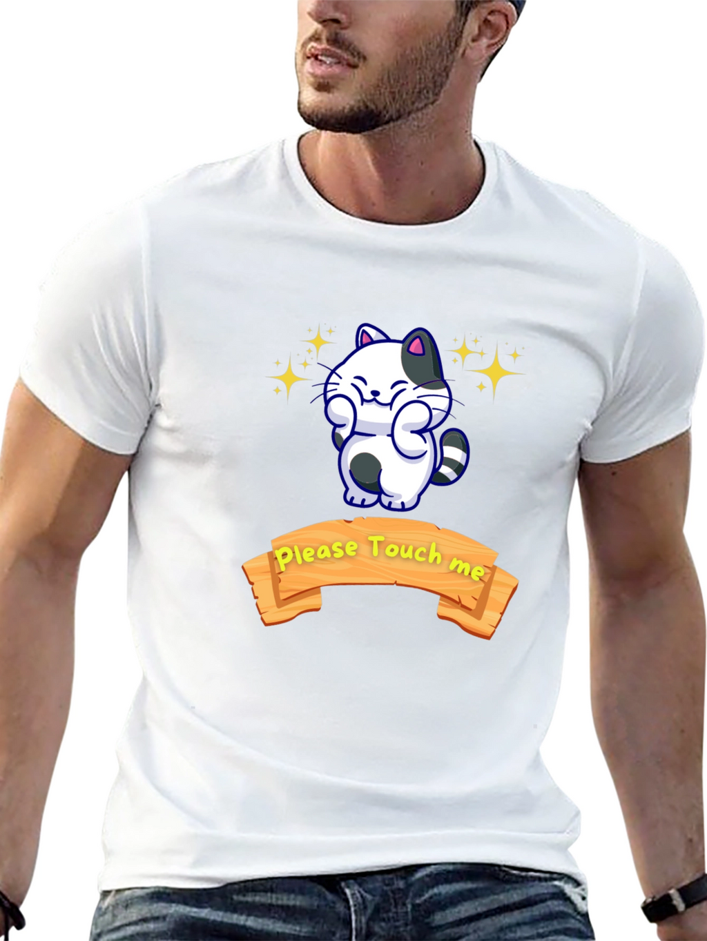 Cute Cat Graphic T-Shirt - Please Touch Me