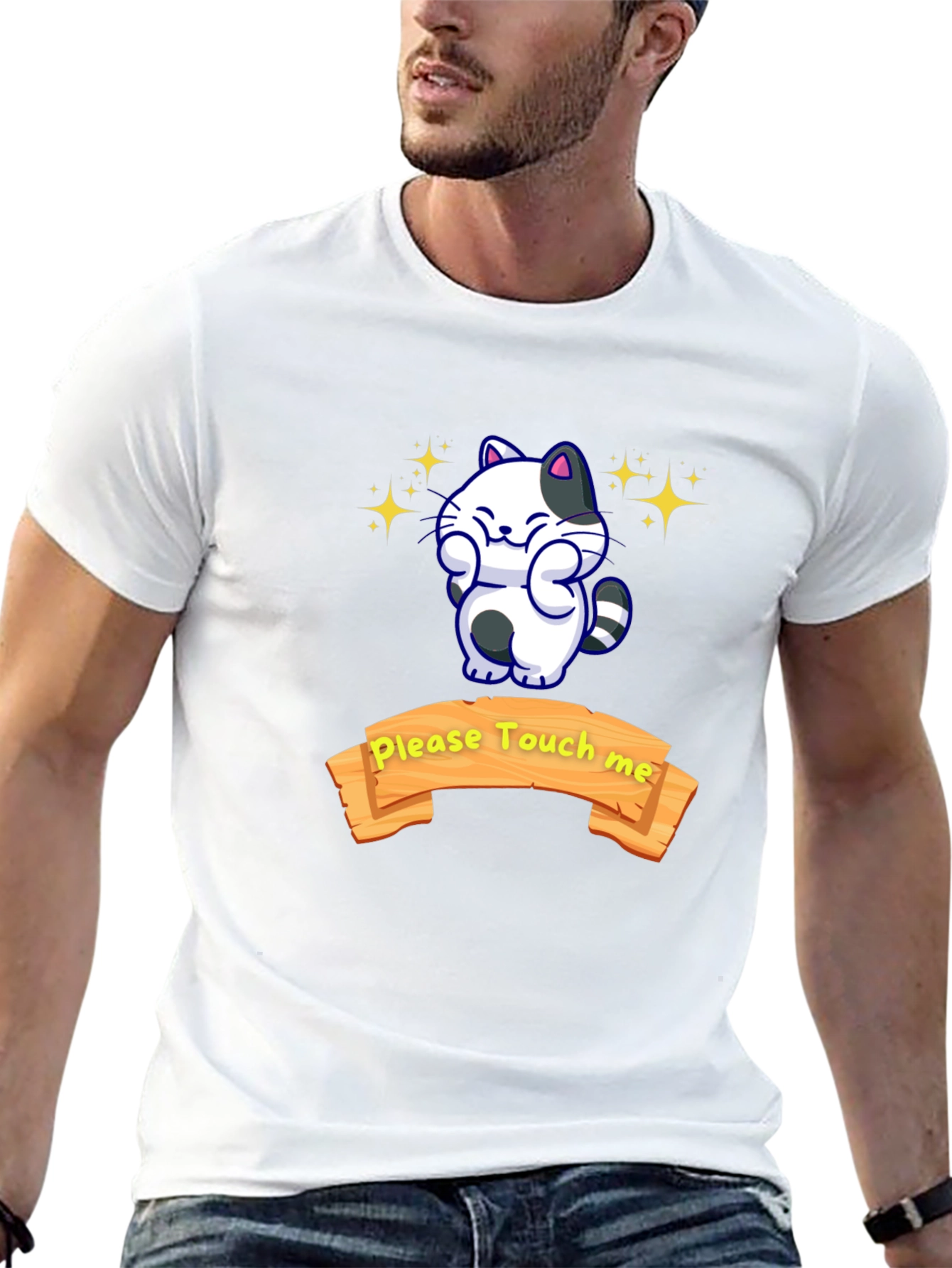 Cute Cat Graphic T-Shirt - Please Touch Me