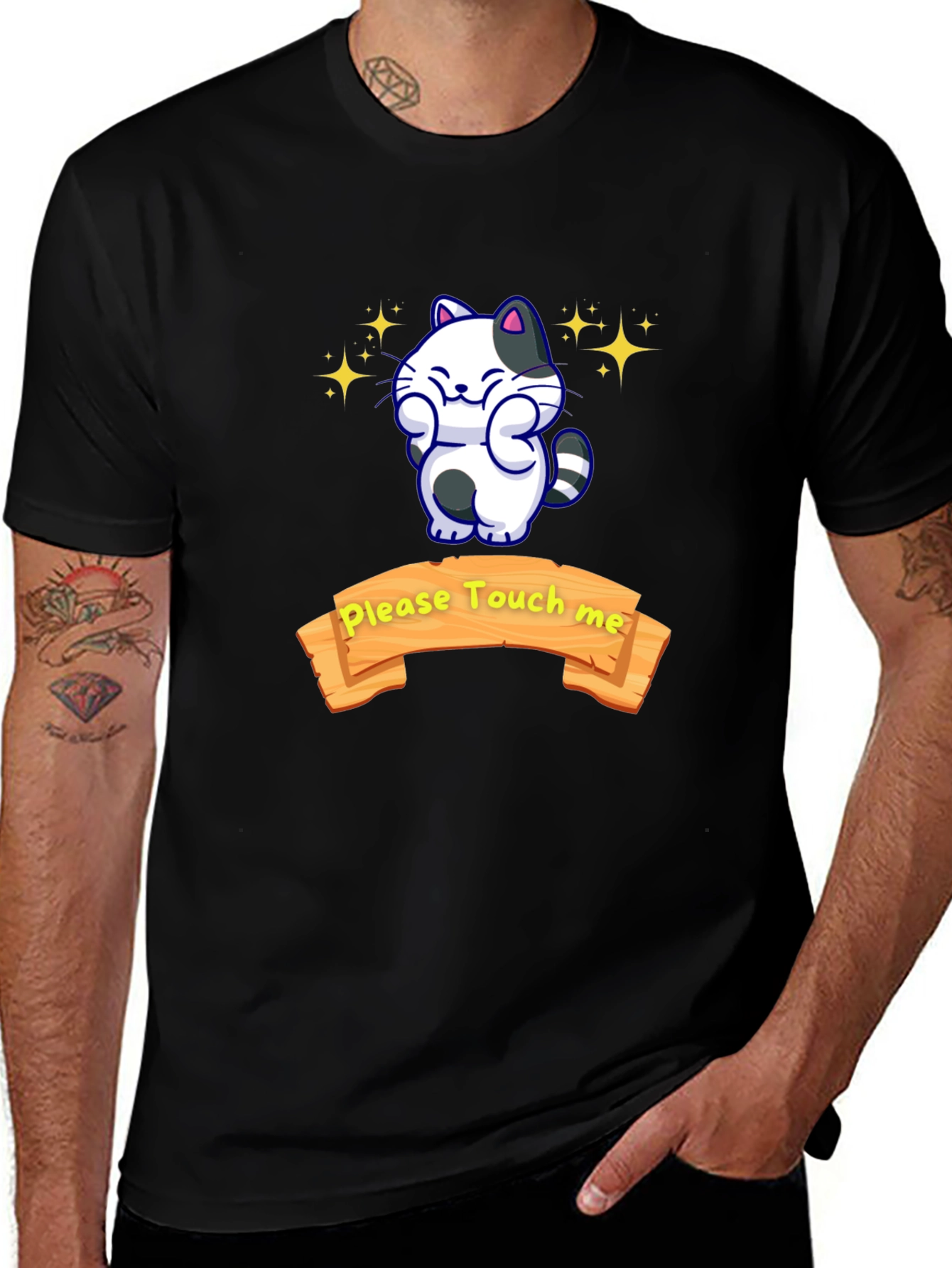 Cute Cat Graphic T-Shirt - Please Touch Me
