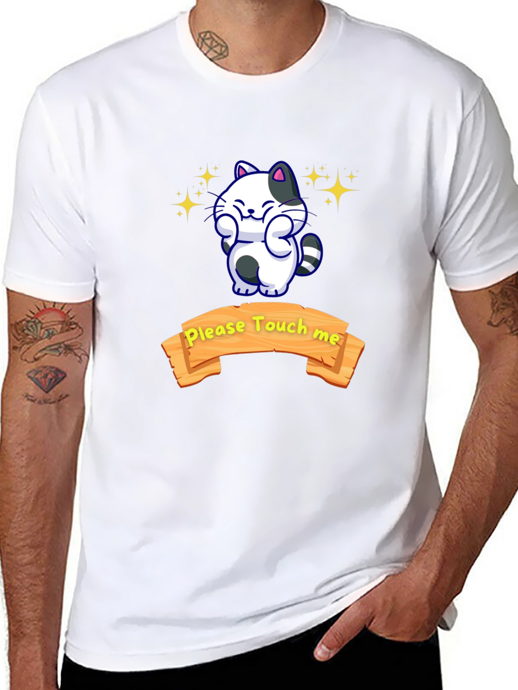 Cute Cat Graphic T-Shirt - Please Touch Me