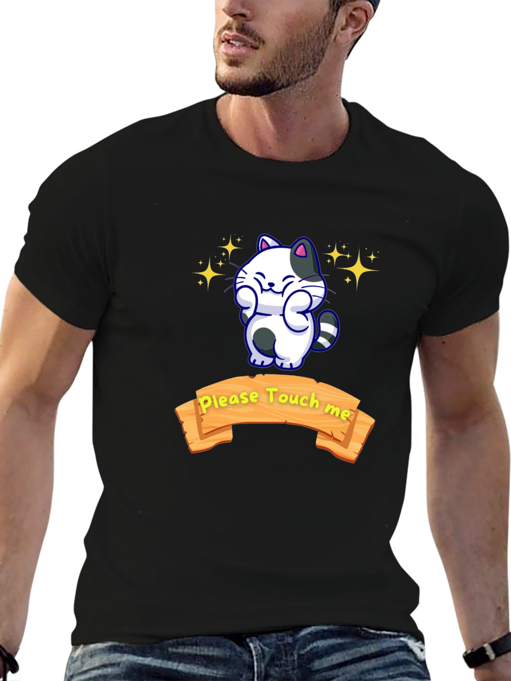 Cute Cat Graphic T-Shirt - Please Touch Me