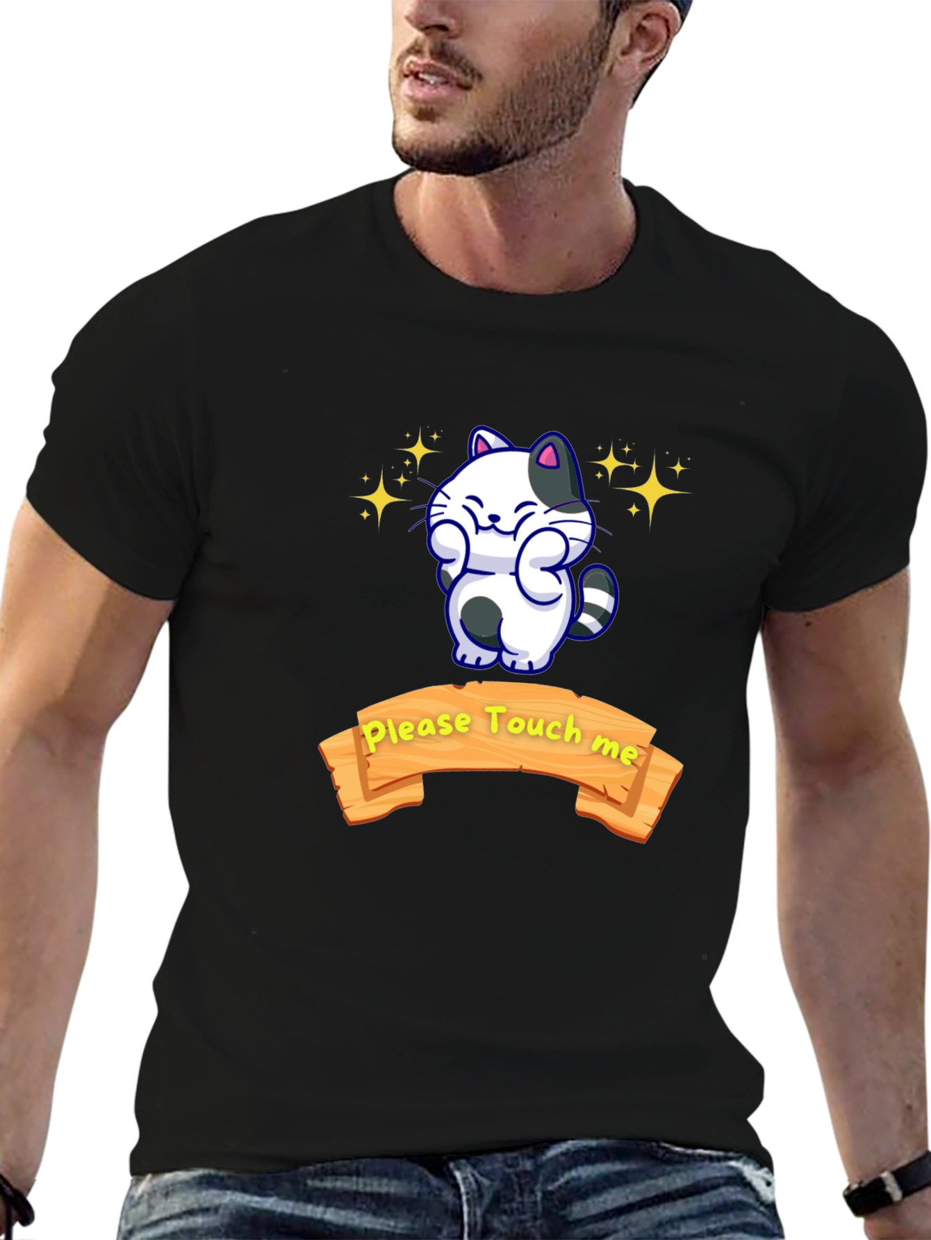 Cute Cat Graphic T-Shirt - Please Touch Me