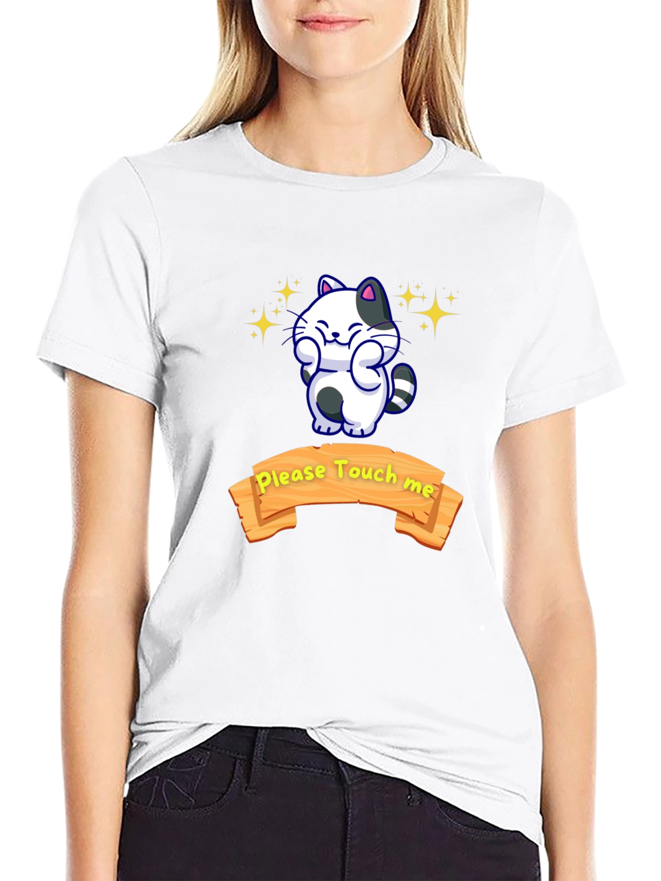 Cute Cat Graphic T-Shirt - Please Touch Me