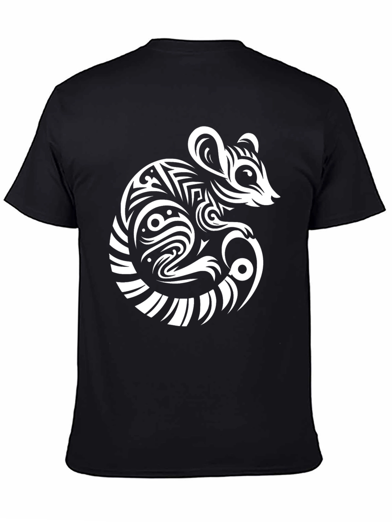 Tribal Mouse Graphic Black T-Shirt