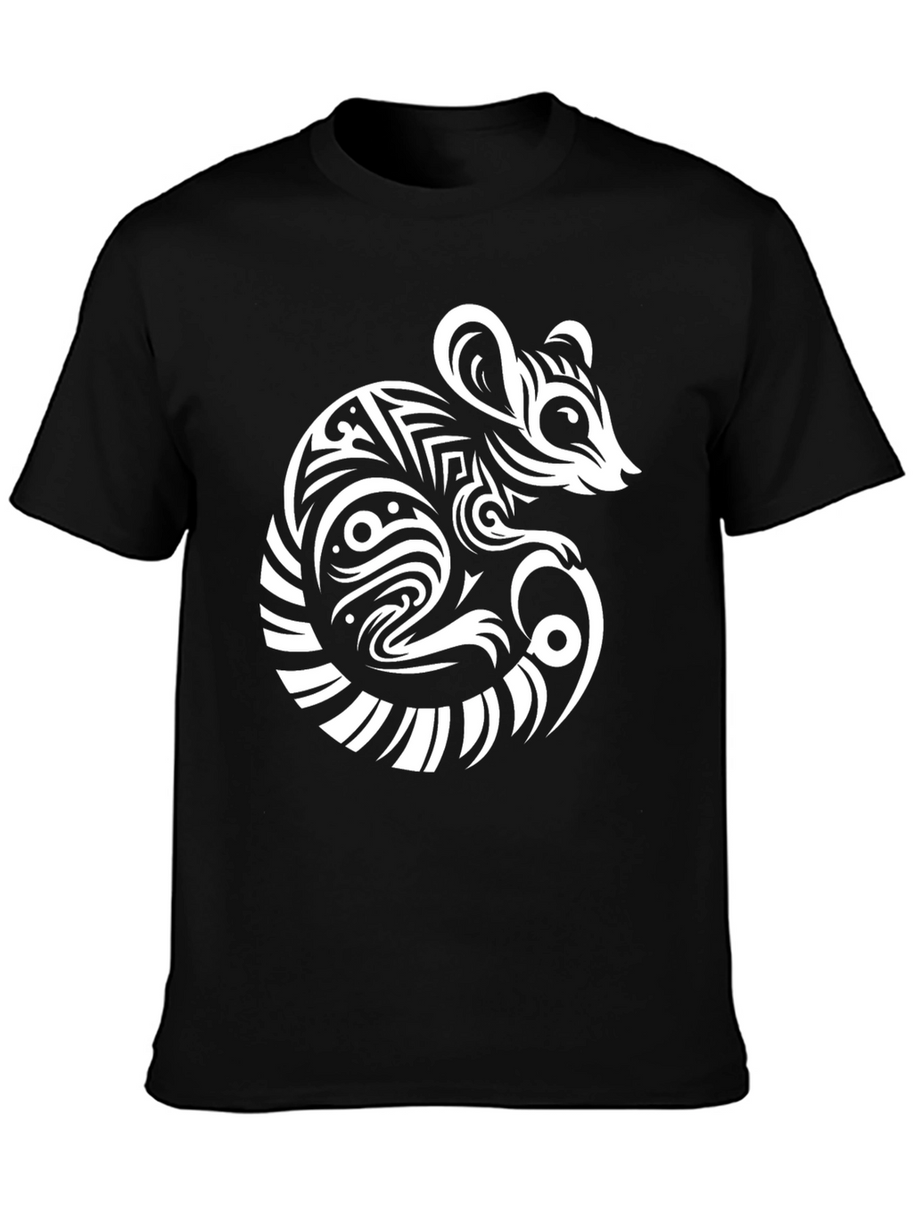 Tribal Mouse Graphic Black T-Shirt