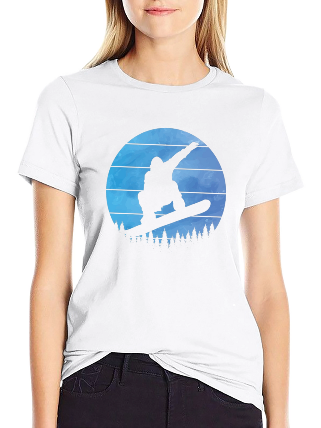 Snowboarder Silhouette Graphic Tee - Black T-Shirt