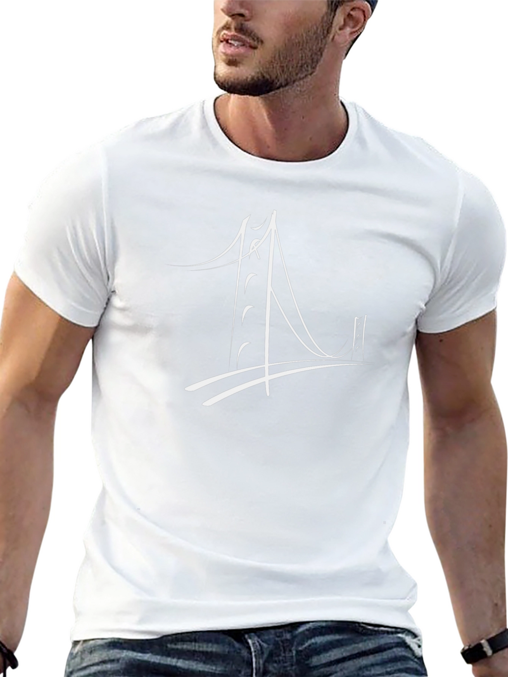Modern Bridge Graphic Black T-Shirt