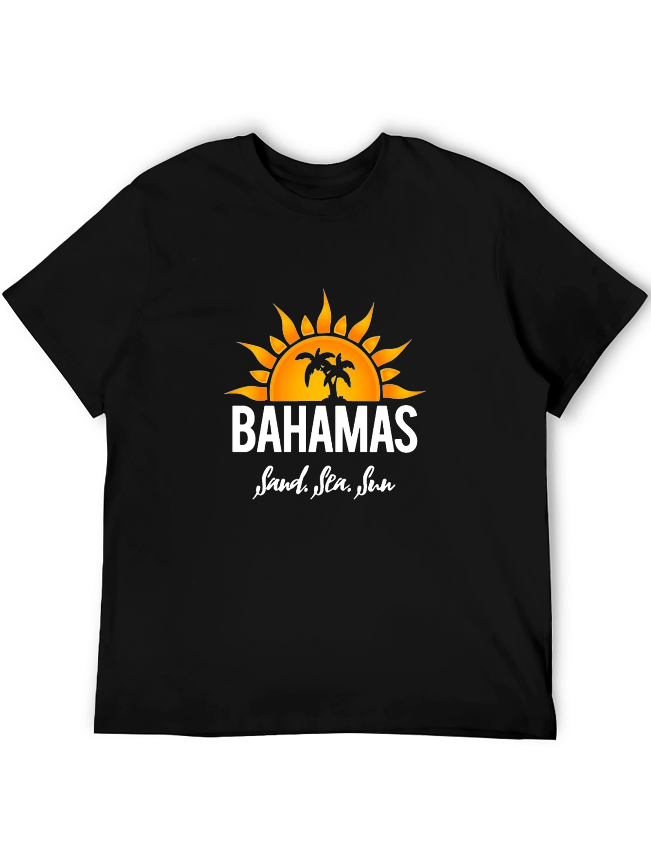 Bahamas Sand Sea Sun Black T-Shirt