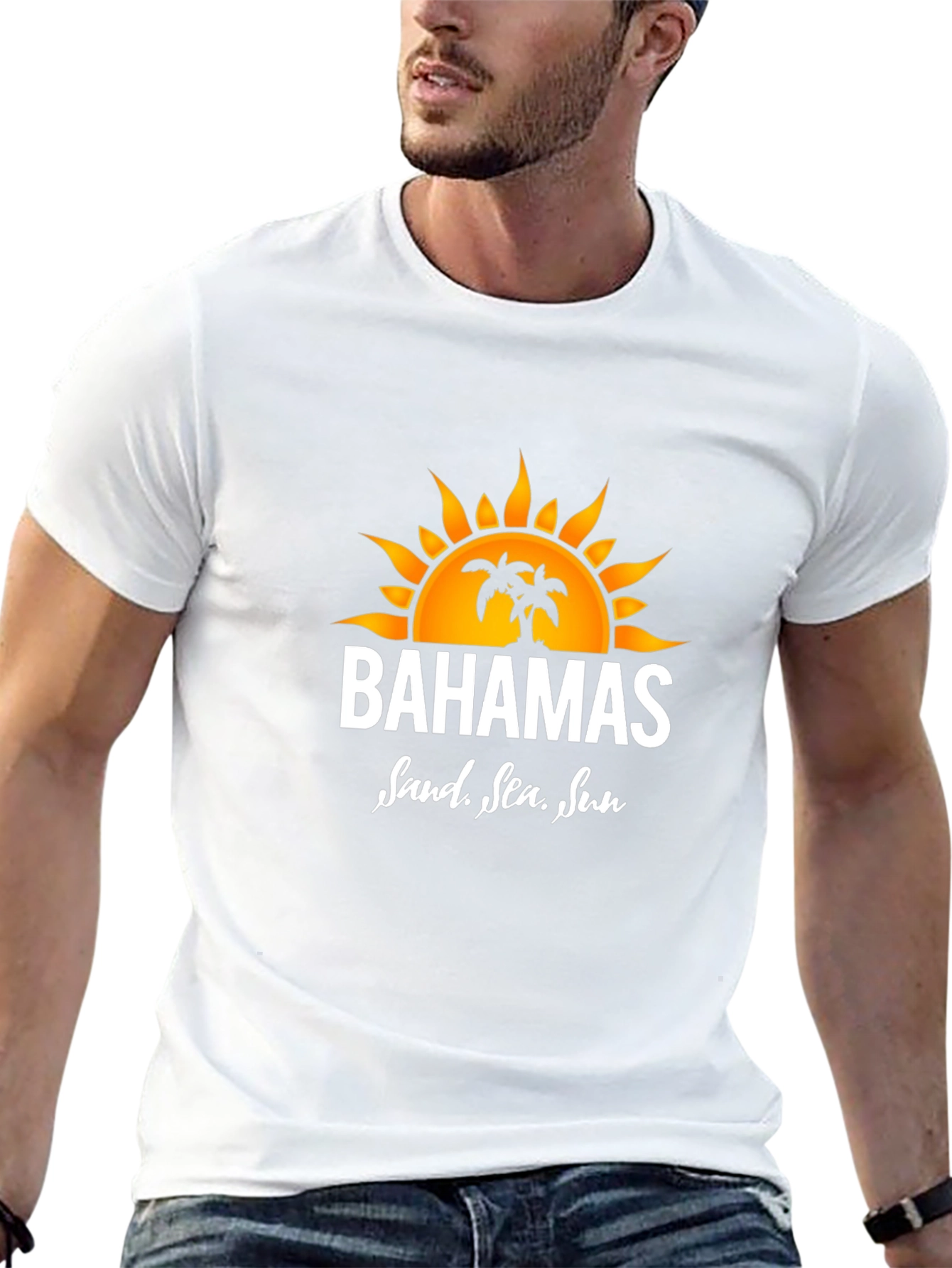 Bahamas Sand Sea Sun Black T-Shirt