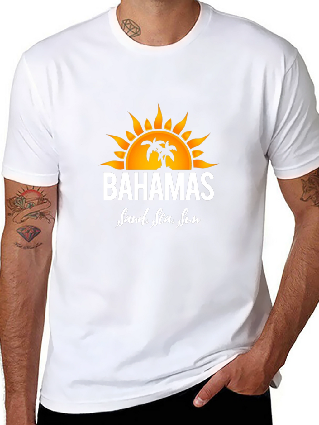 Bahamas Sand Sea Sun Black T-Shirt
