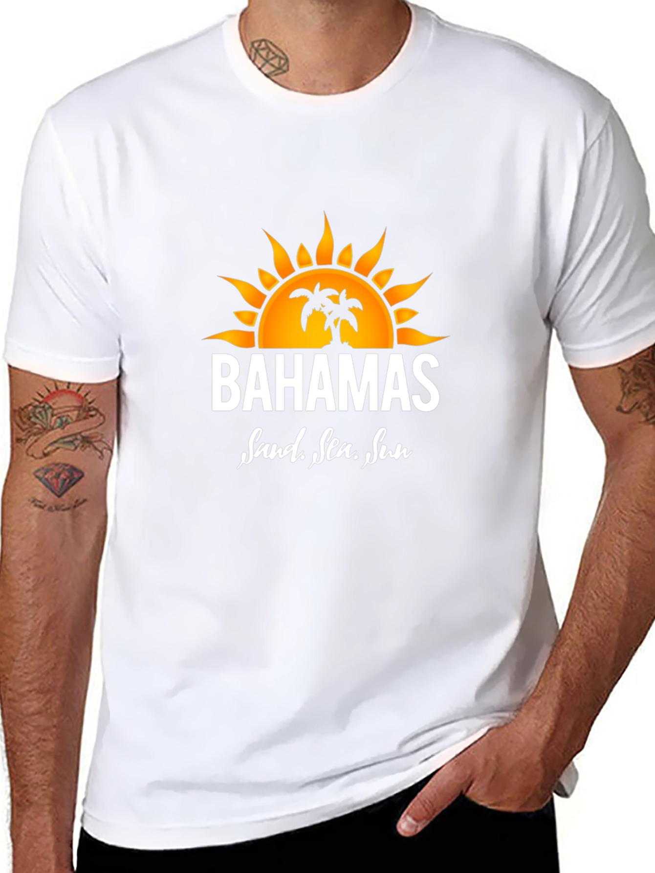 Bahamas Sand Sea Sun Black T-Shirt