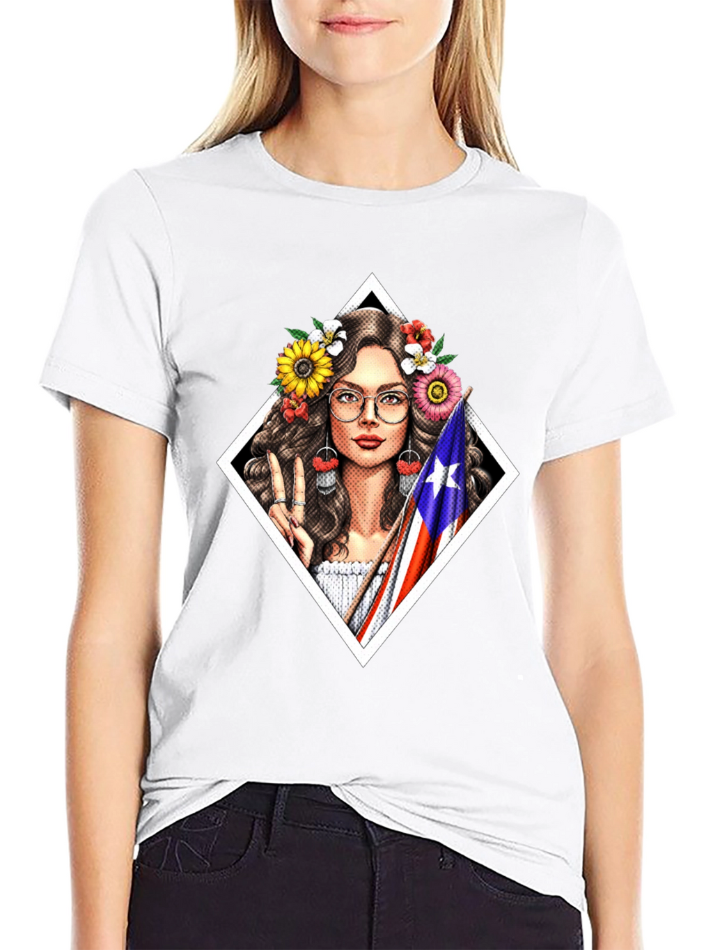Puerto Rico Pride T-Shirt - Flower Crown Girl