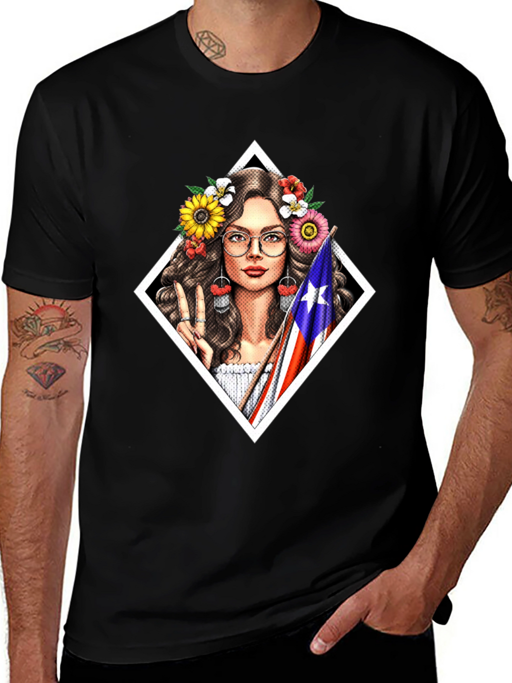 Puerto Rico Pride T-Shirt - Flower Crown Girl
