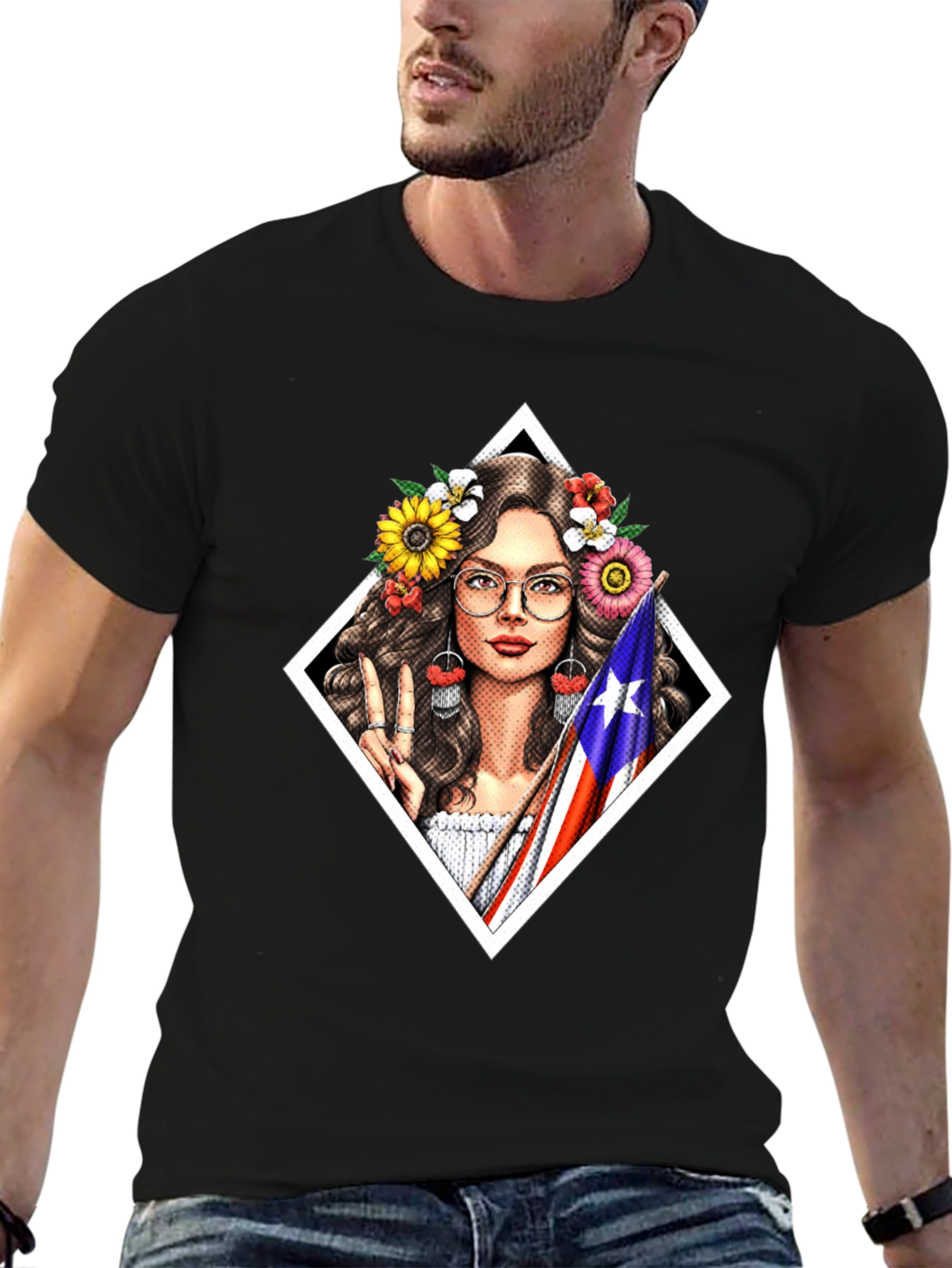 Puerto Rico Pride T-Shirt - Flower Crown Girl