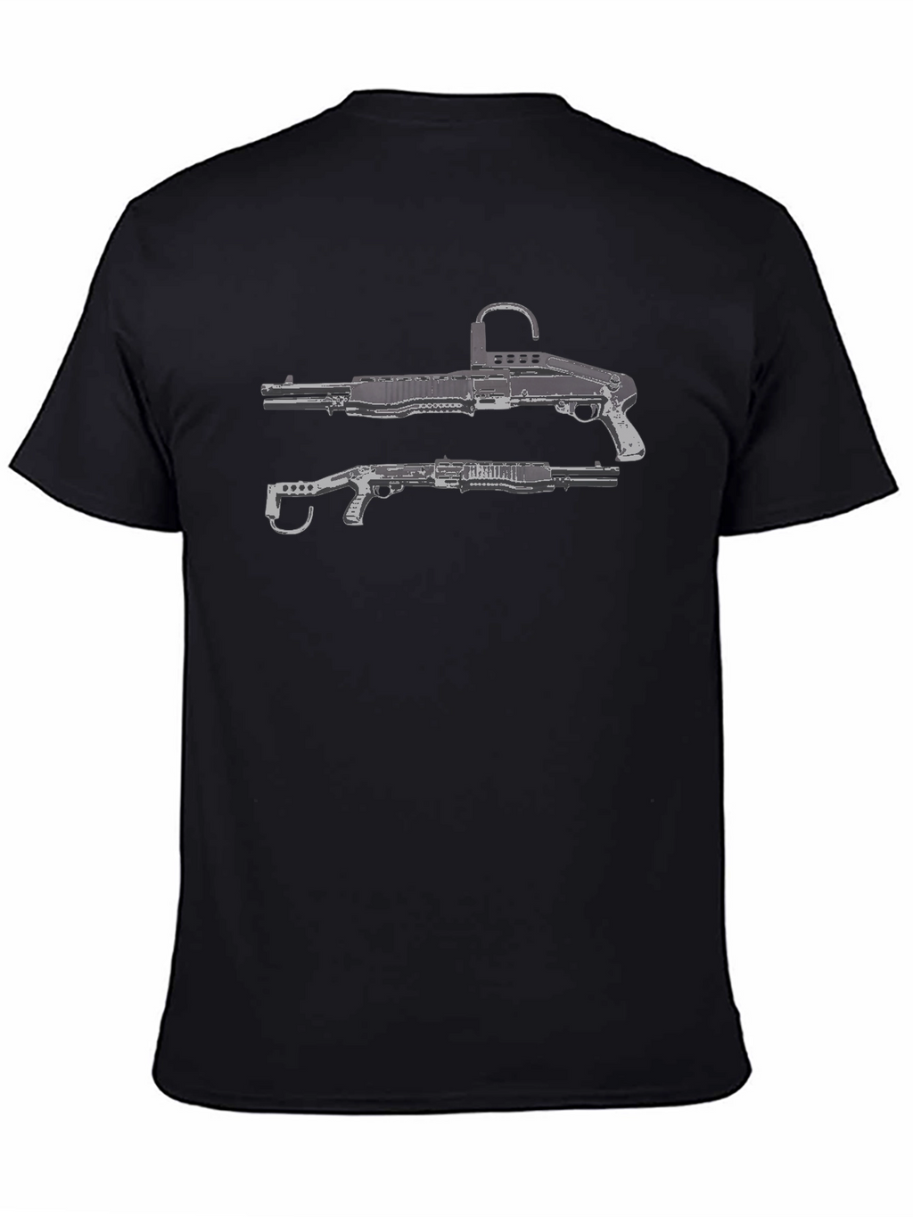 Firearm Graphic Black Crew Neck T-Shirt
