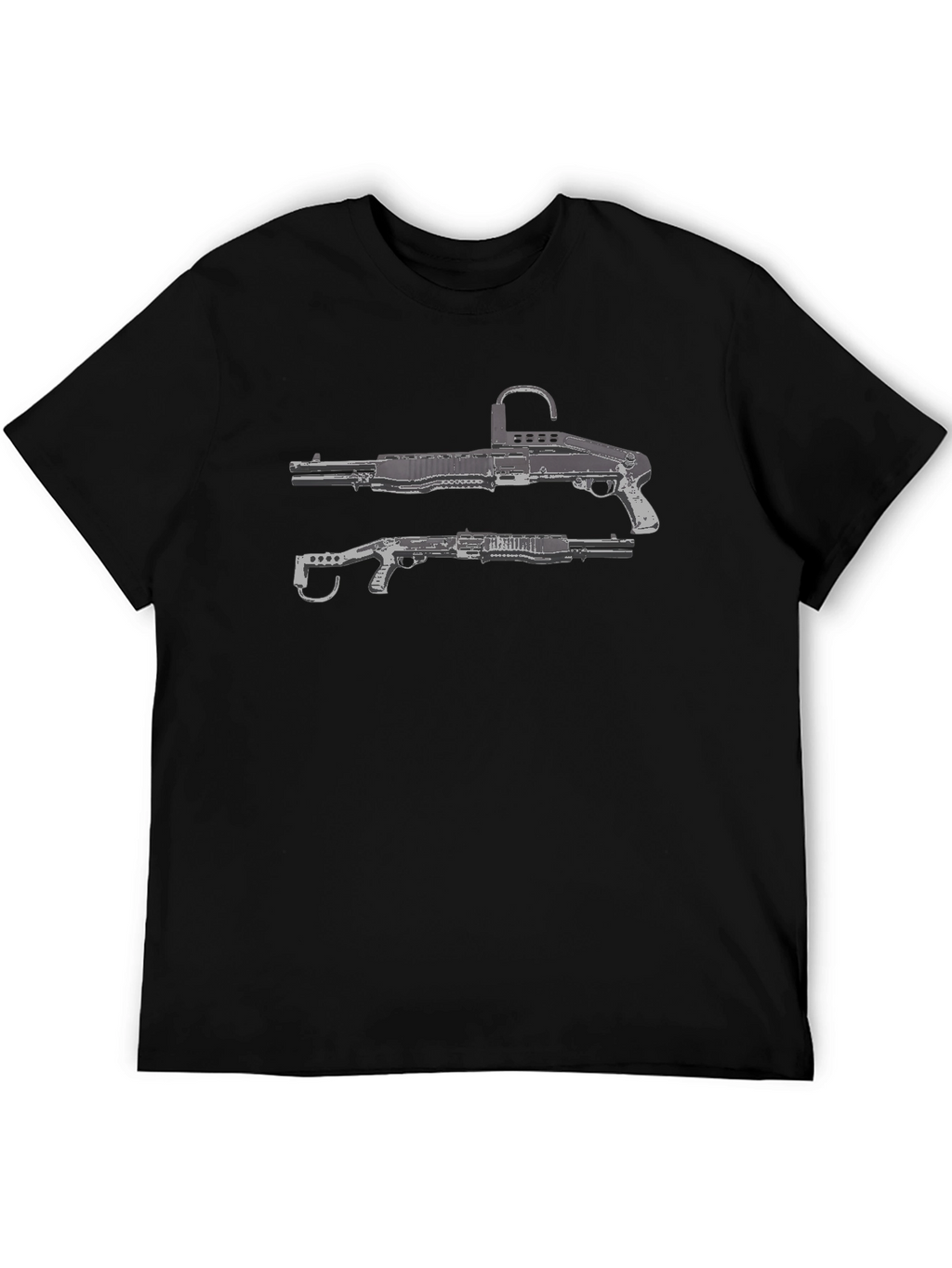 Firearm Graphic Black Crew Neck T-Shirt