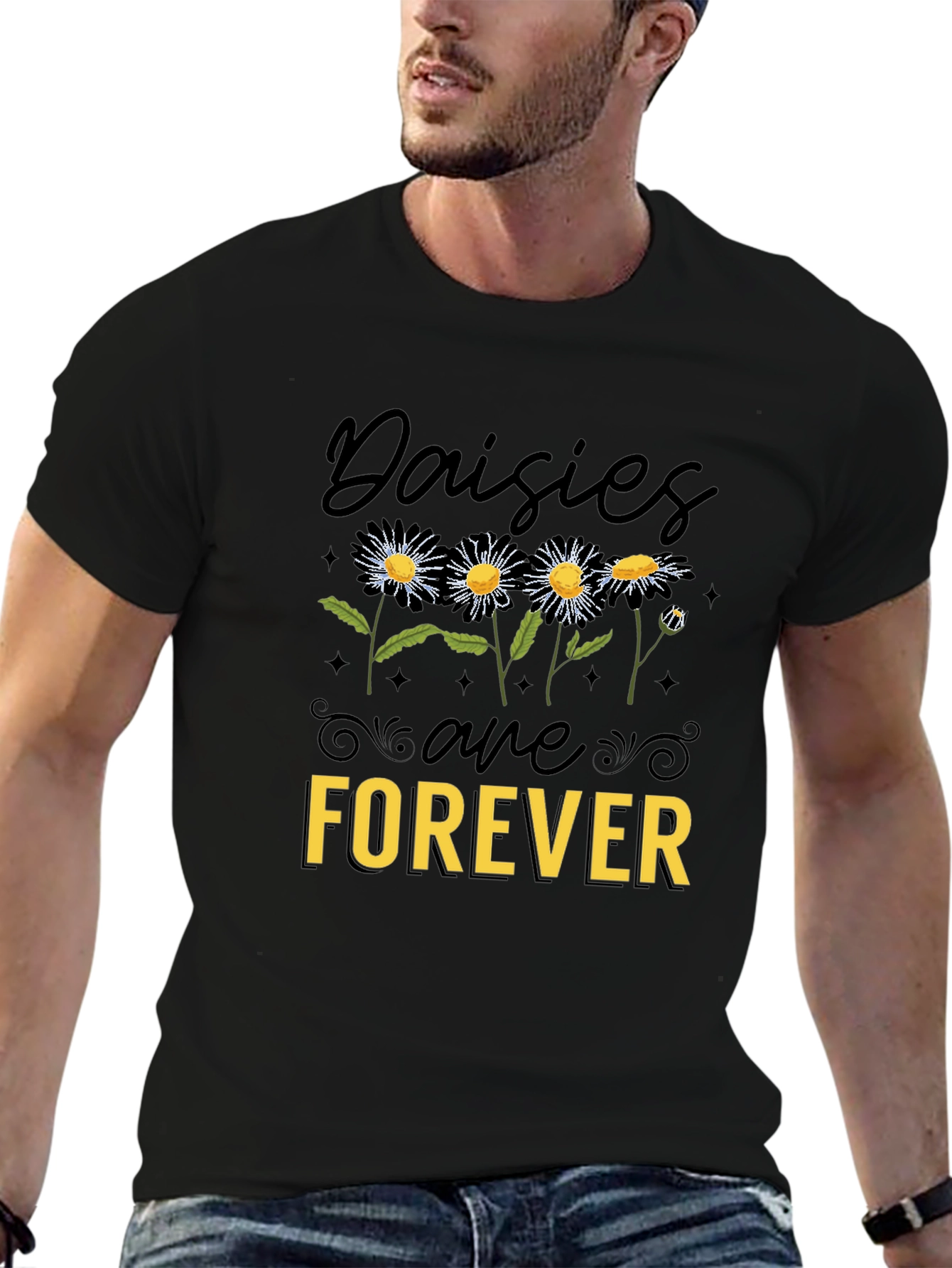 Daisies Are Forever Black Graphic Tee