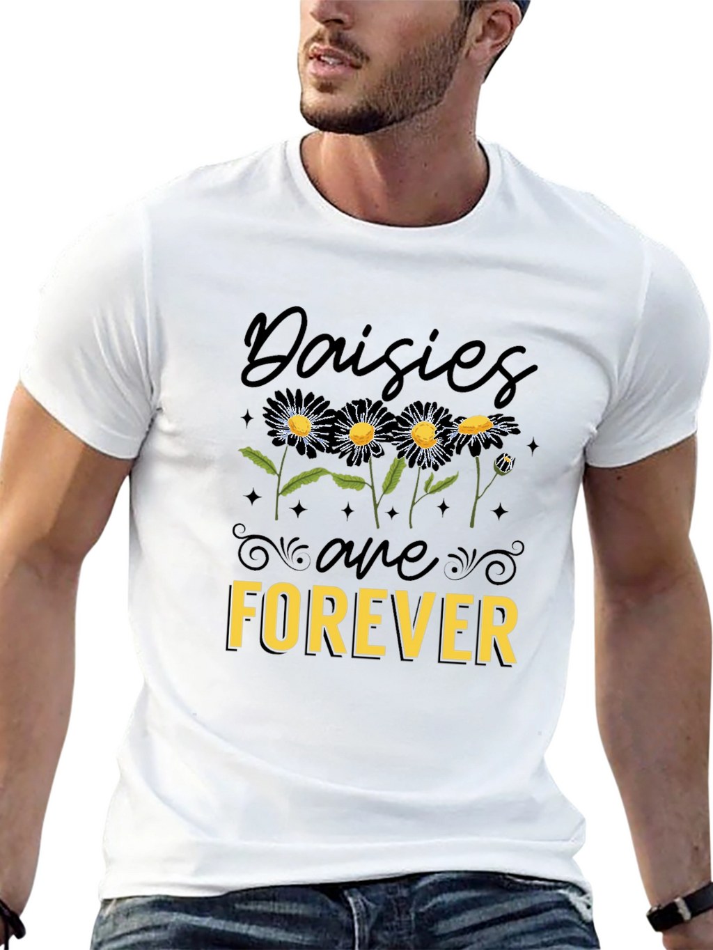 Daisies Are Forever Black Graphic Tee