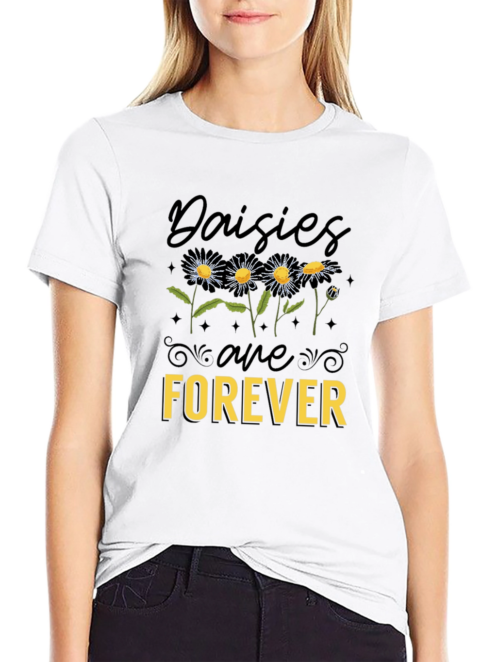 Daisies Are Forever Black Graphic Tee