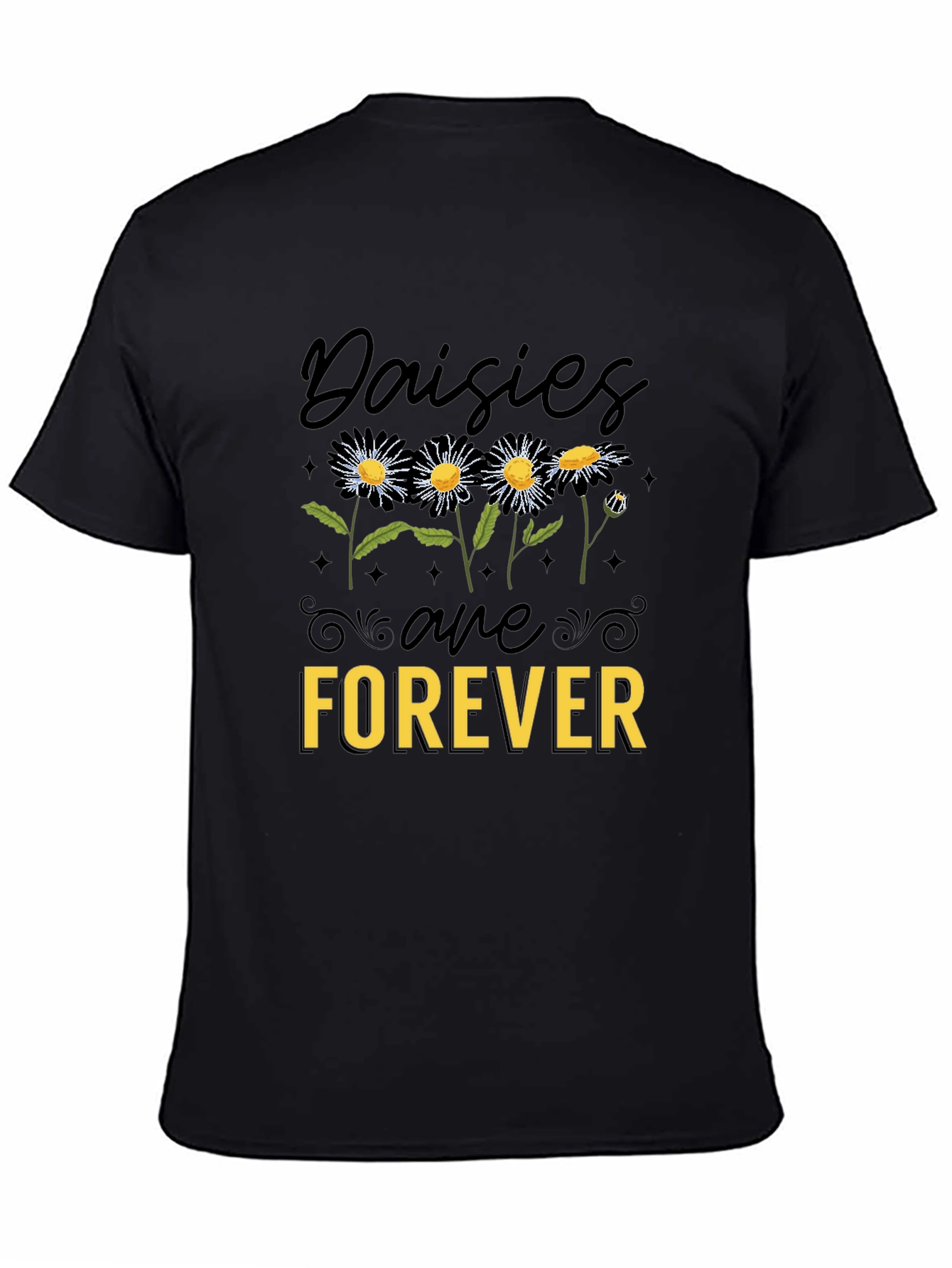Daisies Are Forever Black Graphic Tee