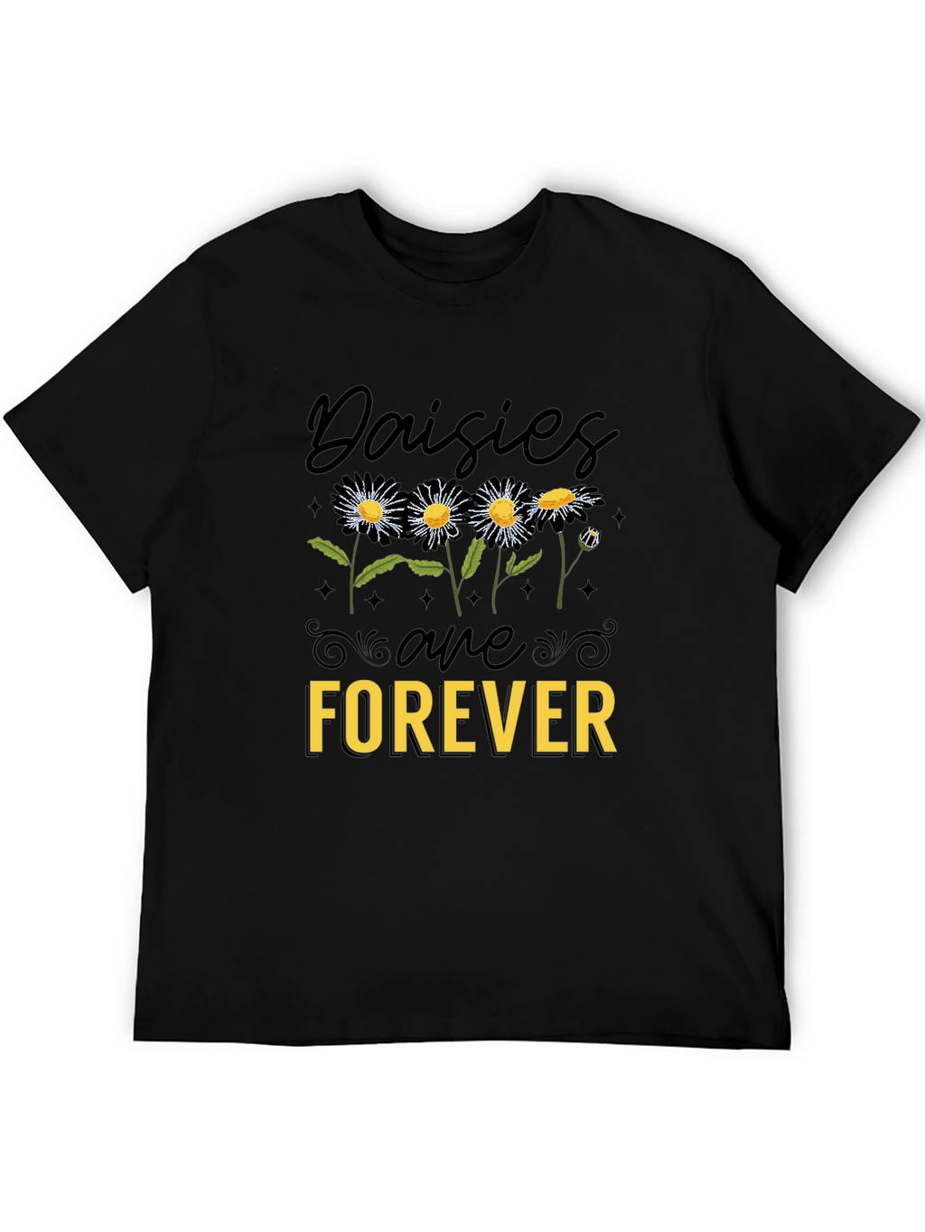 Daisies Are Forever Black Graphic Tee