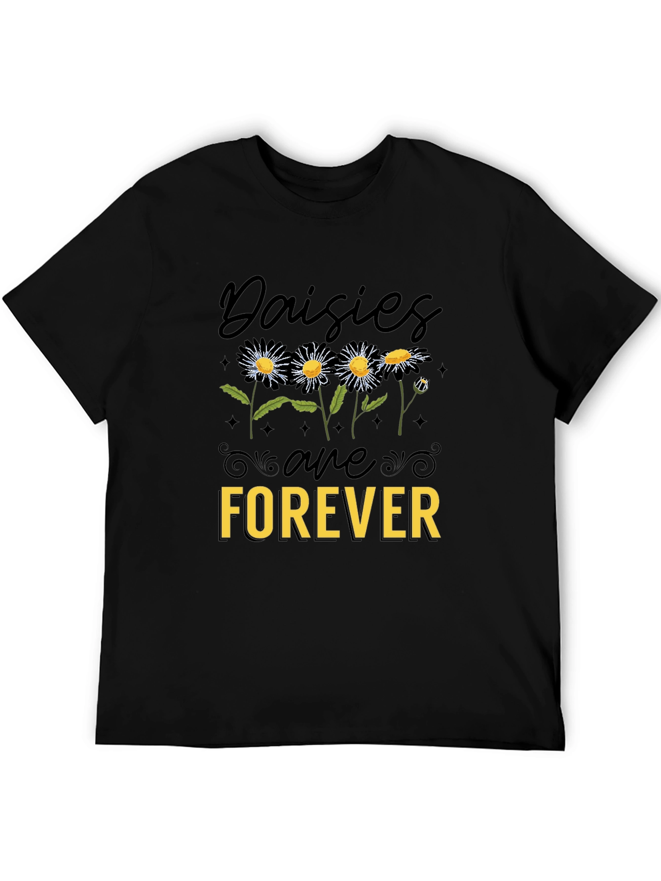 Daisies Are Forever Black Graphic Tee