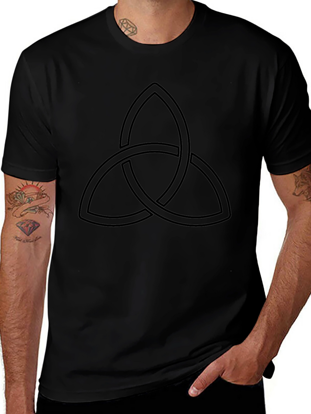 Black T-Shirt with Celtic Knot Design