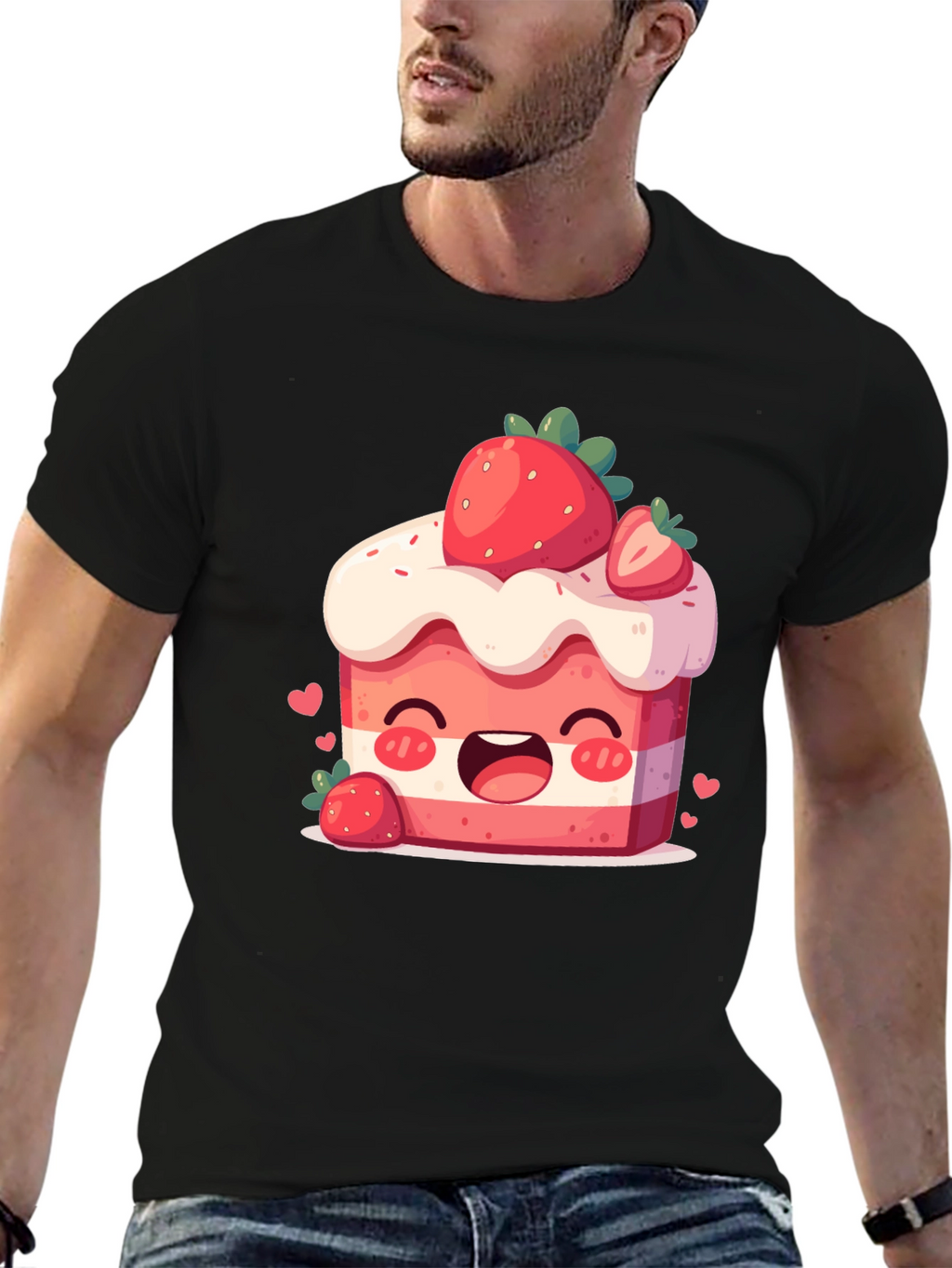 Kawaii Strawberry Cake Graphic Tee