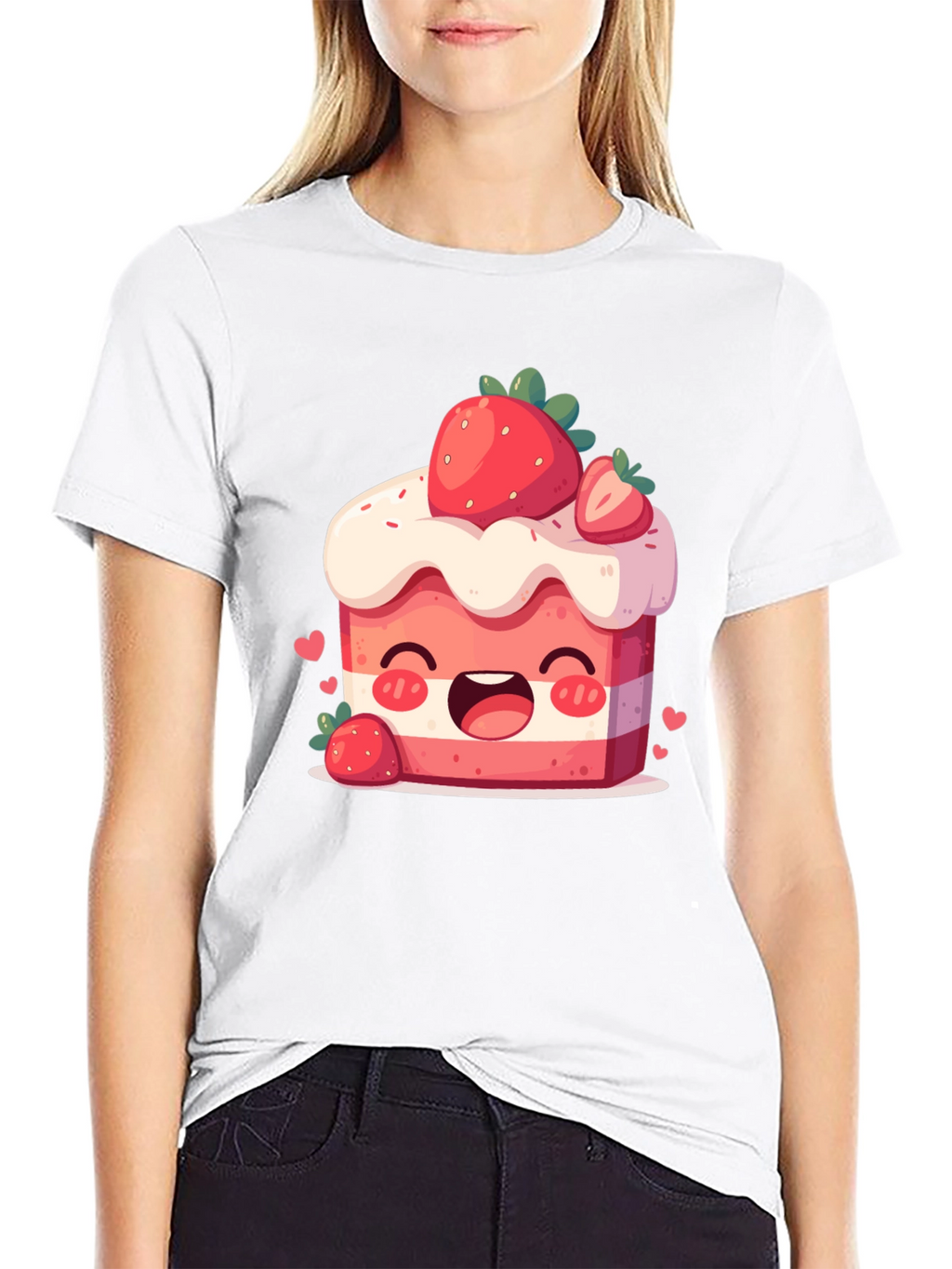 Kawaii Strawberry Cake Graphic Tee