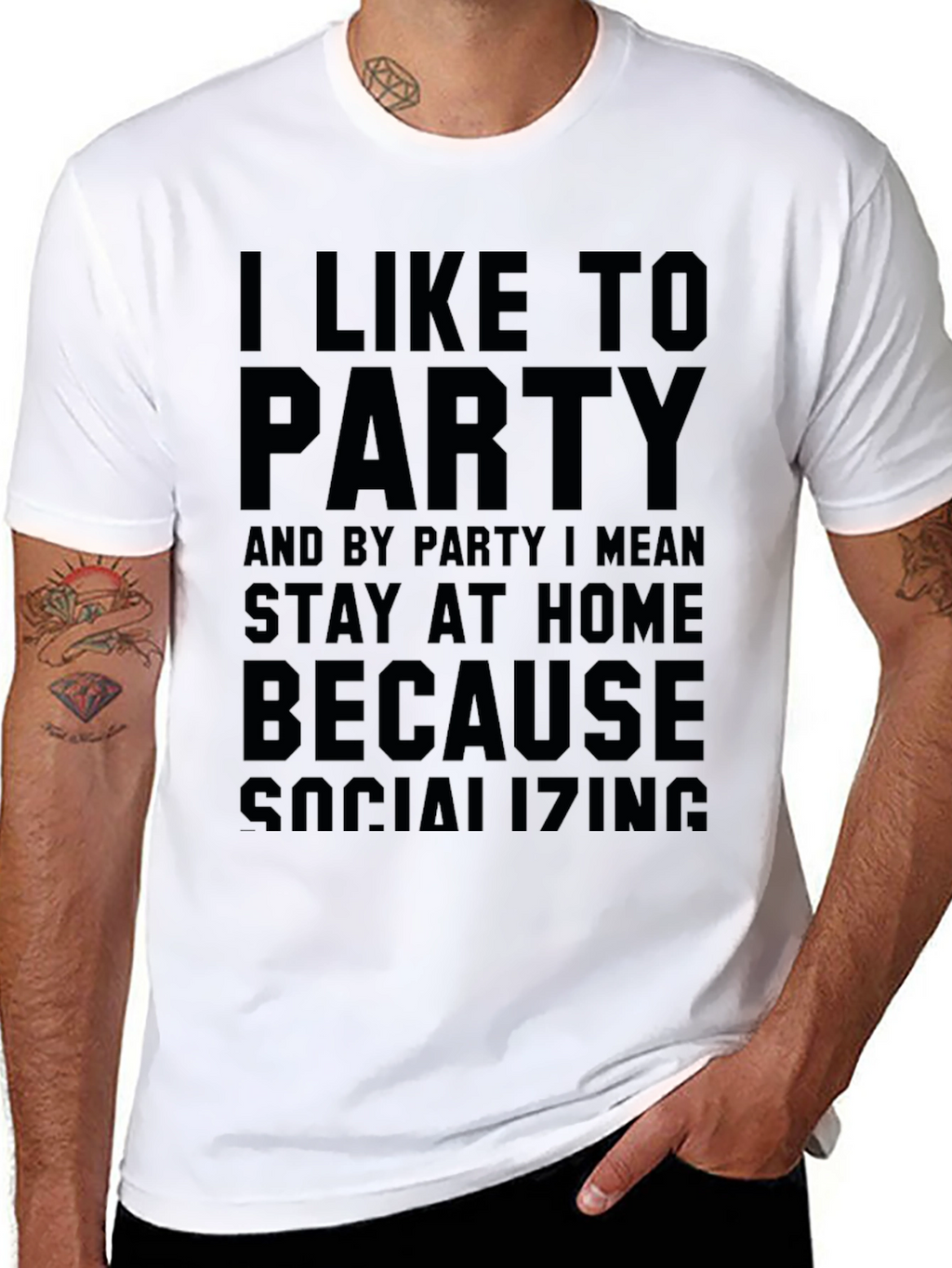 I Like To Party Slogan Black Graphic Tee