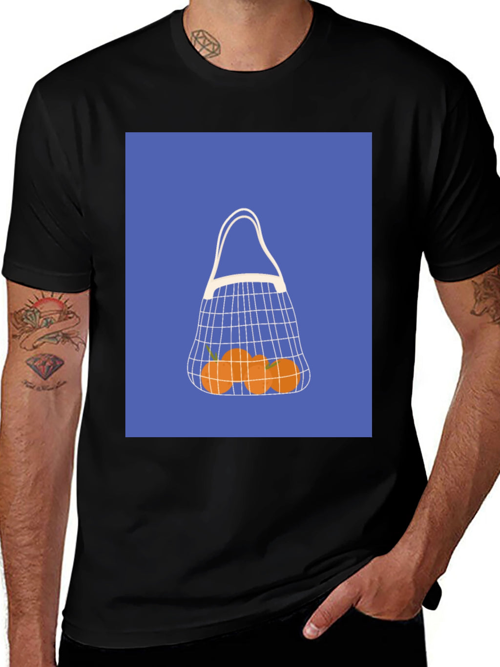 Modern Orange Fruit Net Bag Graphic Tee