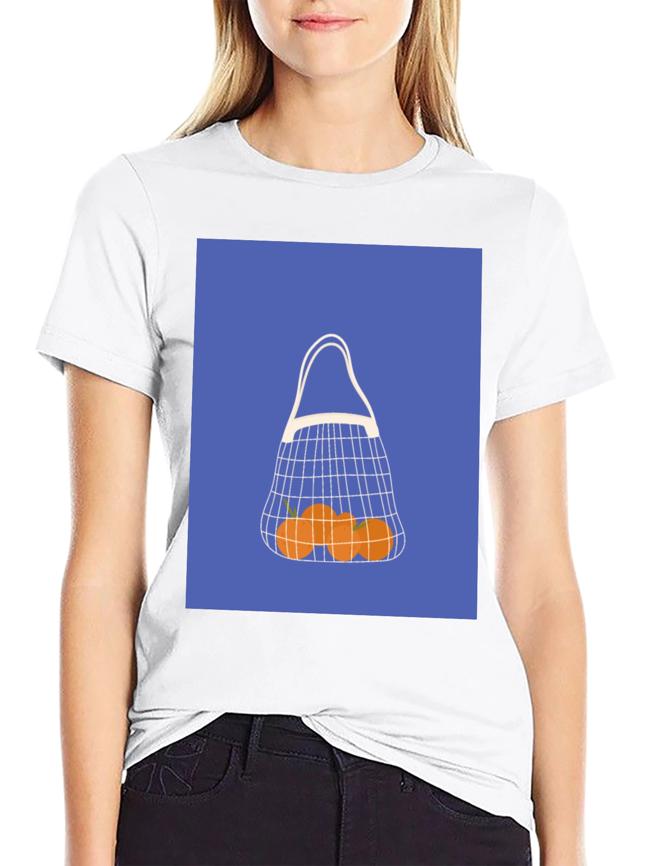 Modern Orange Fruit Net Bag Graphic Tee