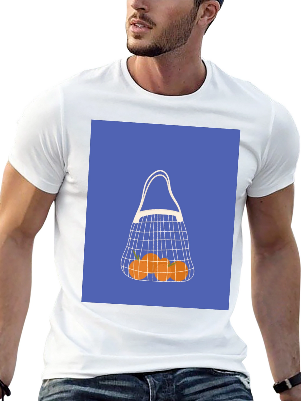 Modern Orange Fruit Net Bag Graphic Tee