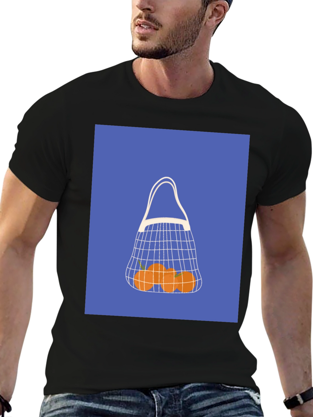 Modern Orange Fruit Net Bag Graphic Tee