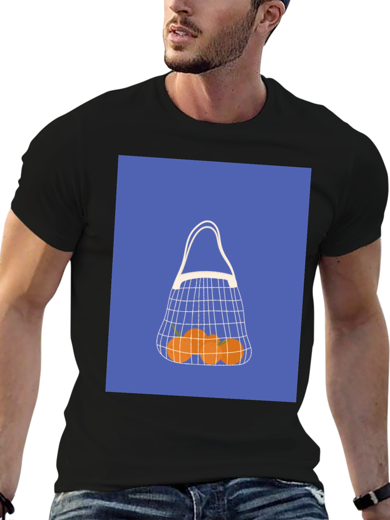 Modern Orange Fruit Net Bag Graphic Tee