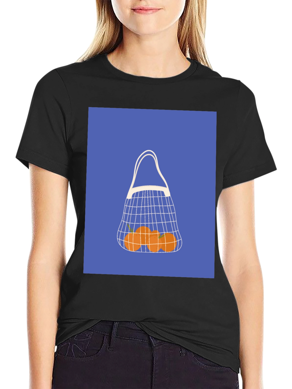 Modern Orange Fruit Net Bag Graphic Tee